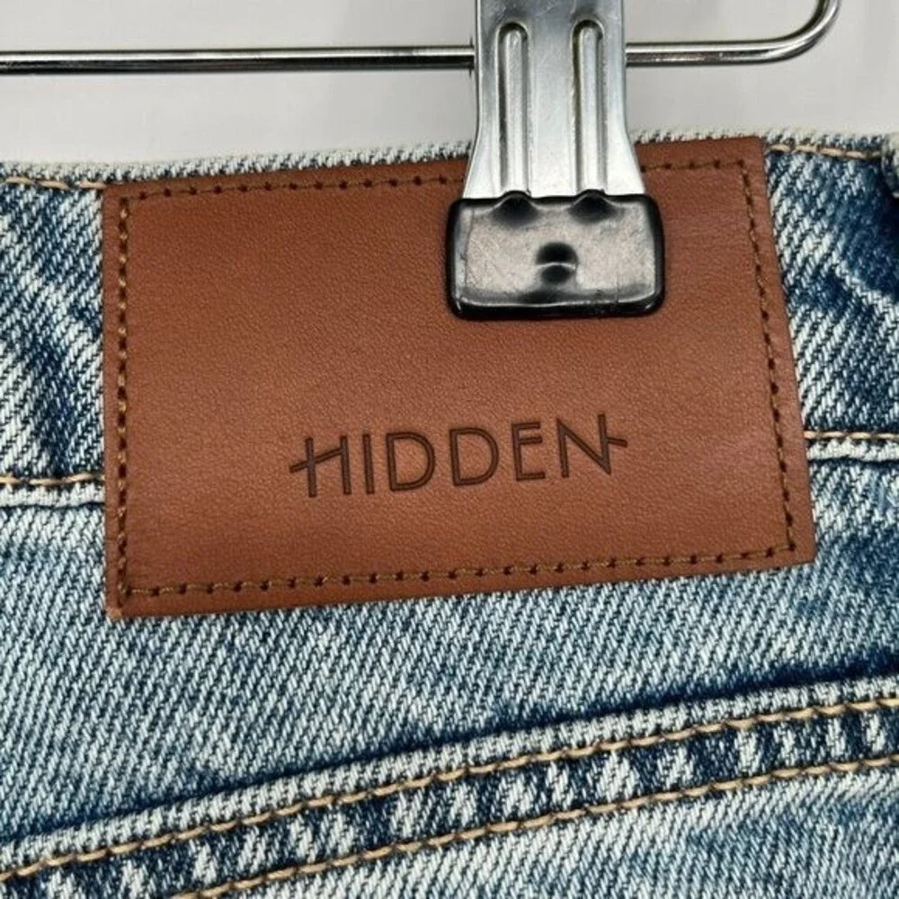 HIDDEN Los Angeles High Rise Distressed‎ Straight Leg Jeans Light Wash 27